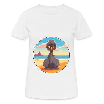 Emu Cartoon Yoga Beach Summer Illustration - Women's Breathable T-Shirt - white - Front - AI Model Female 172 dark (172cm)