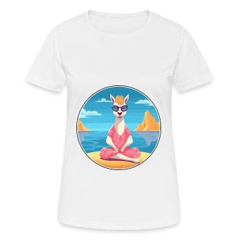 Lama Cartoon Yoga Plage Illustration D’été - T-shirt respirant Femme - blanc - Devant - AI Model Female 172 dark (172cm)