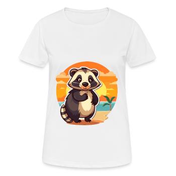 Blaireau drôle dessin animé Kawaii plage Illustration - T-shirt respirant Femme - blanc - Devant - AI Model Female 172 dark (172cm)
