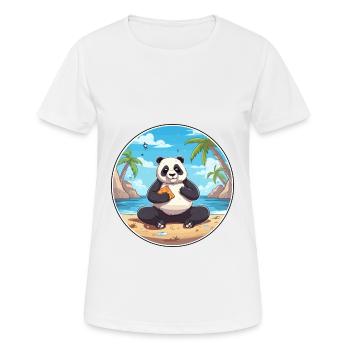 Panda-Cartoon-Yoga-Strand-Sommer-Illustration - Frauen T-Shirt atmungsaktiv - Weiß - Vorne - AI Model Female 172 dark (172cm)