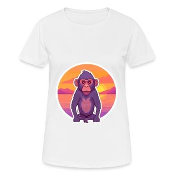 Babouin drôle dessin animé Kawaii plage Illustration - T-shirt respirant Femme - blanc - Devant - AI Model Female 172 dark (172cm)