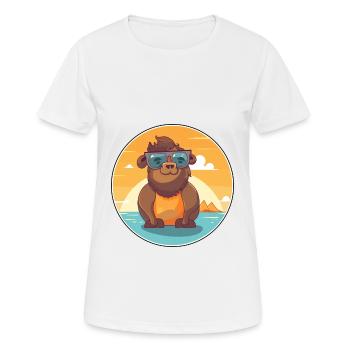 Bison drôle de dessin animé kawaii plage illustration - T-shirt respirant Femme - blanc - Devant - AI Model Female 172 dark (172cm)