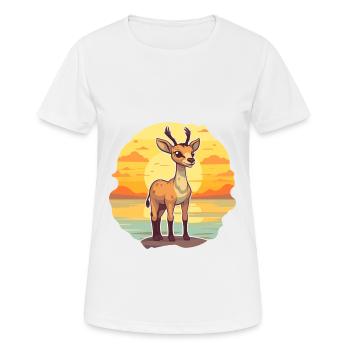 Antilope drôle de dessin animé kawaii plage illustration - T-shirt respirant Femme - blanc - Devant - AI Model Female 172 dark (172cm)