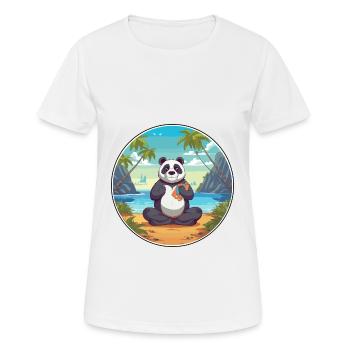 Panda Cartoon Yoga Strand Sommer Illustration - Frauen T-Shirt atmungsaktiv - Weiß - Vorne - AI Model Female 172 dark (172cm)