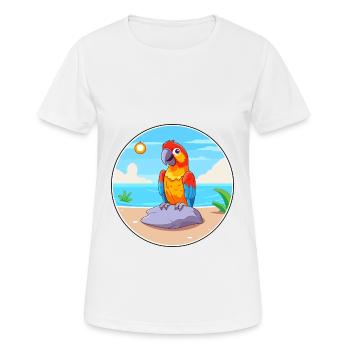 Papagei-Cartoon-Yoga-Strand-Sommer-Illustration - Frauen T-Shirt atmungsaktiv - Weiß - Vorne - AI Model Female 172 dark (172cm)