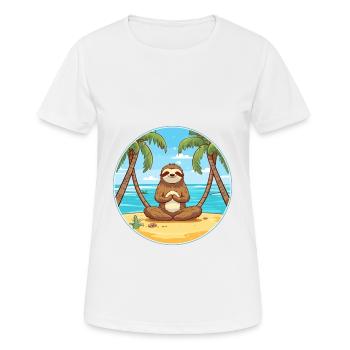 Faultier Karikatur Yoga Strand Sommer Illustration - Frauen T-Shirt atmungsaktiv - Weiß - Vorne - AI Model Female 172 dark (172cm)