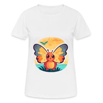 Schmetterling, lustige Cartoon-Kawaii-Strand-Illustration - Frauen T-Shirt atmungsaktiv - Weiß - Vorne - AI Model Female 172 dark (172cm)
