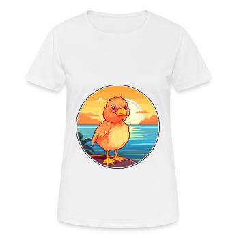 Chicken Funny Cartoon Kawaii Beach Illustration - Women's Breathable T-Shirt - white - Front - AI Model Female 172 dark (172cm)