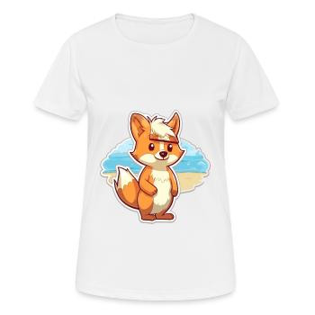 Fuchs, lustige Cartoon-Kawaii-Strand-Illustration - Frauen T-Shirt atmungsaktiv - Weiß - Vorne - AI Model Female 172 dark (172cm)