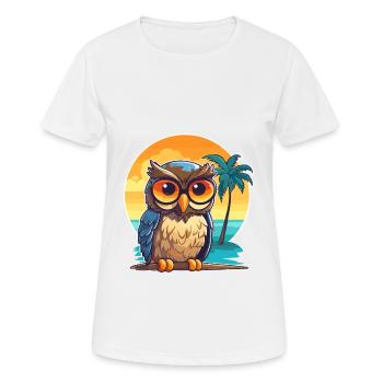 Eule lustige Karikatur Kawaii Strand Illustration - Frauen T-Shirt atmungsaktiv - Weiß - Vorne - AI Model Female 172 dark (172cm)