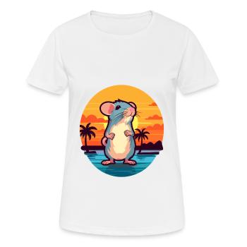Ratte Lustige Karikatur Kawaii Strand Illustration - Frauen T-Shirt atmungsaktiv - Weiß - Vorne - AI Model Female 172 dark (172cm)