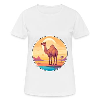 Camel Funny Cartoon Kawaii Beach Illustration - Women's Breathable T-Shirt - white - Front - AI Model Female 172 dark (172cm)