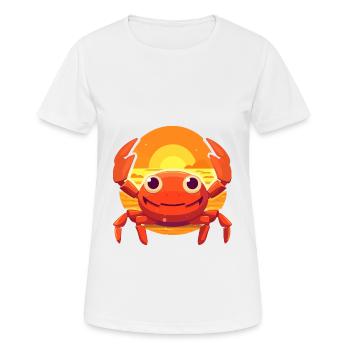 Illustration De Plage Kawaii Dessin Animé Drôle De Crabe - T-shirt respirant Femme - blanc - Devant - AI Model Female 172 dark (172cm)
