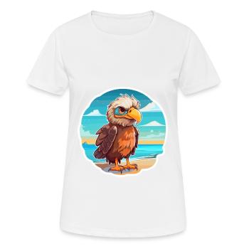 Eagle Funny Cartoon Kawaii Beach Illustration - Women's Breathable T-Shirt - white - Front - AI Model Female 172 dark (172cm)