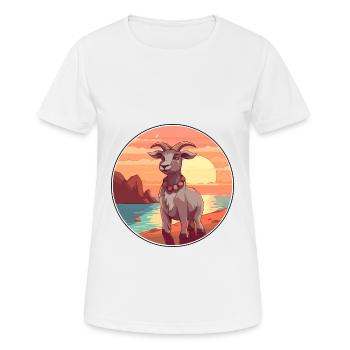 Chèvre Drôle Dessin Animé Kawaii Plage Illustration - T-shirt respirant Femme - blanc - Devant - AI Model Female 172 dark (172cm)