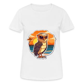 Hawk Lustige Karikatur Kawaii Strand Illustration - Frauen T-Shirt atmungsaktiv - Weiß - Vorne - AI Model Female 172 dark (172cm)
