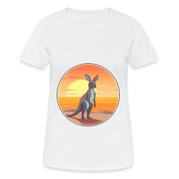 Kangaroo Funny Cartoon Kawaii Beach Illustration - Women's Breathable T-Shirt - white - Front - AI Model Female 172 dark (172cm)