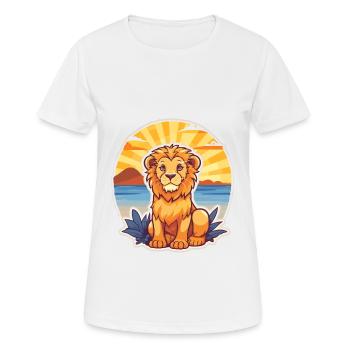 Lion Funny Cartoon Kawaii Beach Illustration - Women's Breathable T-Shirt - white - Front - AI Model Female 172 dark (172cm)