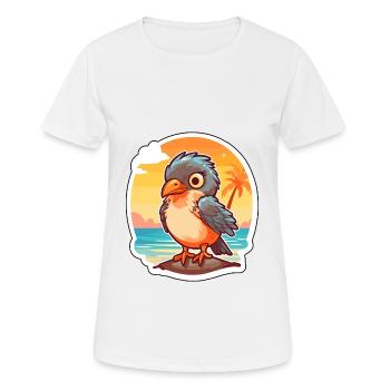 Cuckoo Funny Cartoon Kawaii Beach Illustration - Women's Breathable T-Shirt - white - Front - AI Model Female 172 dark (172cm)