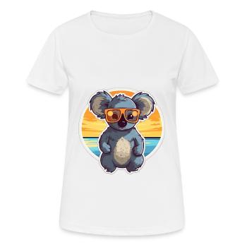 Koala drôle de dessin animé kawaii plage illustration - T-shirt respirant Femme - blanc - Devant - AI Model Female 172 dark (172cm)