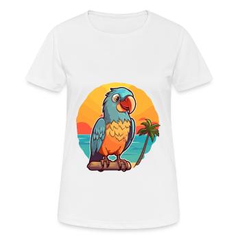 Papagei Lustige Karikatur Kawaii Strand Illustration - Frauen T-Shirt atmungsaktiv - Weiß - Vorne - AI Model Female 172 dark (172cm)