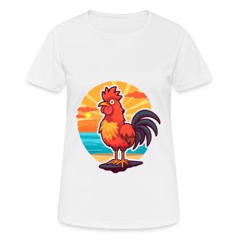 Hahn Lustige Karikatur Kawaii Strand Illustration - Frauen T-Shirt atmungsaktiv - Weiß - Vorne - AI Model Female 172 dark (172cm)