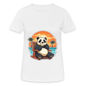 Panda Lustige Karikatur Kawaii Strand Illustration - Frauen T-Shirt atmungsaktiv - Weiß - Vorne - AI Model Female 172 dark (172cm)