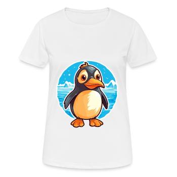Penguin Funny Cartoon Kawaii Beach Illustration - Women's Breathable T-Shirt - white - Front - AI Model Female 172 dark (172cm)