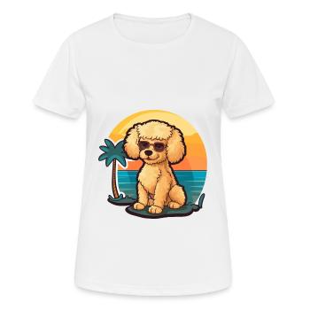 Pudel Hund Lustige Karikatur Kawaii Strand Illustration - Frauen T-Shirt atmungsaktiv - Weiß - Vorne - AI Model Female 172 dark (172cm)