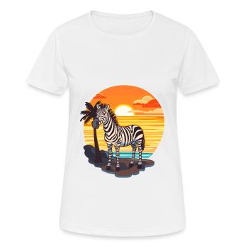 Zebra Funny Cartoon Kawaii Beach Illustration - Women's Breathable T-Shirt - white - Front - AI Model Female 172 dark (172cm)