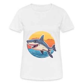Requin drôle de dessin animé kawaii plage illustration - T-shirt respirant Femme - blanc - Devant - AI Model Female 172 dark (172cm)