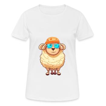 Sheep Funny Cartoon Kawaii Beach Illustration - Women's Breathable T-Shirt - white - Front - AI Model Female 172 dark (172cm)