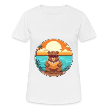 Castor Mignon Drôle Dessin Animé Kawaii Livre Plage - T-shirt respirant Femme - blanc - Devant - AI Model Female 172 dark (172cm)