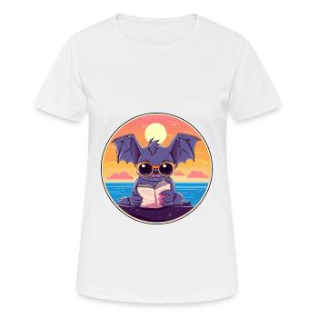 Chauve-souris Mignonne Dessin Animé Drôle Kawaii Livre Plage - T-shirt respirant Femme - blanc - Devant - AI Model Female 172 dark (172cm)