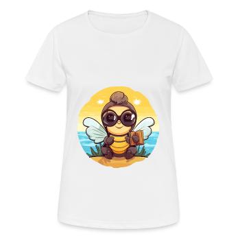 Biene niedlicher lustiger Cartoon Kawaii Buchstrand - Frauen T-Shirt atmungsaktiv - Weiß - Vorne - AI Model Female 172 dark (172cm)