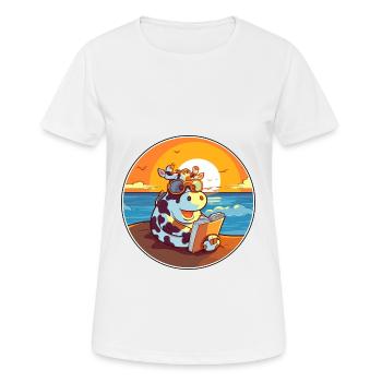 Vache Mignonne Dessin Animé Drôle Kawaii Livre Plage - T-shirt respirant Femme - blanc - Devant - AI Model Female 172 dark (172cm)