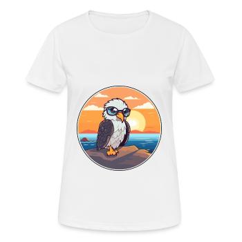Adler Niedliche Lustige Karikatur Kawaii Buch Strand - Frauen T-Shirt atmungsaktiv - Weiß - Vorne - AI Model Female 172 dark (172cm)
