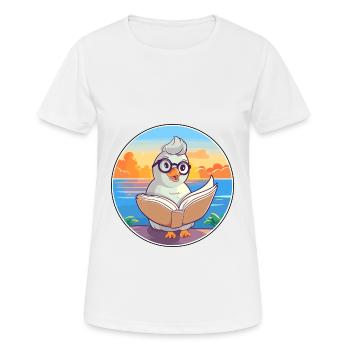 Dove Cute Funny Cartoon Kawaii Book Beach - Frauen T-Shirt atmungsaktiv - Weiß - Vorne - AI Model Female 172 dark (172cm)