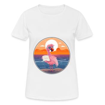 Flamingo Mignon Dessin Animé Drôle Kawaii Livre Plage - T-shirt respirant Femme - blanc - Devant - AI Model Female 172 dark (172cm)