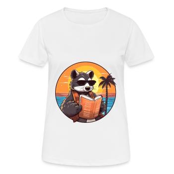 Dachs niedlicher lustiger Cartoon Kawaii Buchstrand - Frauen T-Shirt atmungsaktiv - Weiß - Vorne - AI Model Female 172 dark (172cm)