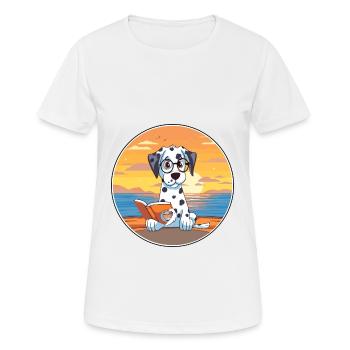 Dalmatiner Niedliche Lustige Karikatur Kawaii Buch Strand - Frauen T-Shirt atmungsaktiv - Weiß - Vorne - AI Model Female 172 dark (172cm)