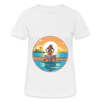 Canard Mignon Dessin Animé Drôle Kawaii Livre Plage - T-shirt respirant Femme - blanc - Devant - AI Model Female 172 dark (172cm)