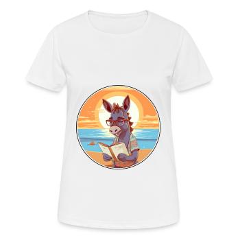Esel Niedliche Lustige Karikatur Kawaii Buch Strand - Frauen T-Shirt atmungsaktiv - Weiß - Vorne - AI Model Female 172 dark (172cm)