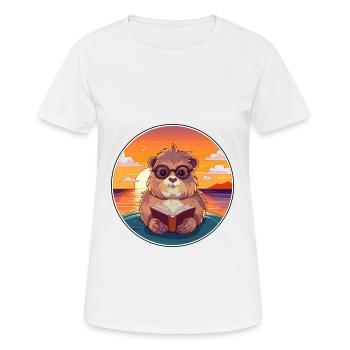 Cochon d’Inde Mignon Drôle Dessin Animé Kawaii Livre Plage - T-shirt respirant Femme - blanc - Devant - AI Model Female 172 dark (172cm)