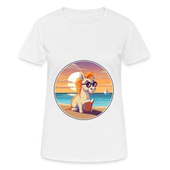 Pferd Niedlich Lustige Karikatur Kawaii Buch Strand - Frauen T-Shirt atmungsaktiv - Weiß - Vorne - AI Model Female 172 dark (172cm)