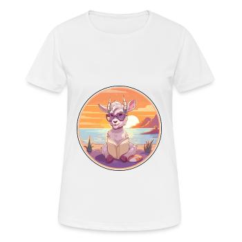 Chèvre Mignon Drôle Dessin Animé Kawaii Livre Plage - T-shirt respirant Femme - blanc - Devant - AI Model Female 172 dark (172cm)