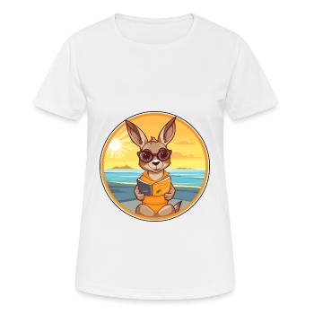 Kangaroo Cute Funny Cartoon Kawaii Book Beach - Women's Breathable T-Shirt - white - Front - AI Model Female 172 dark (172cm)