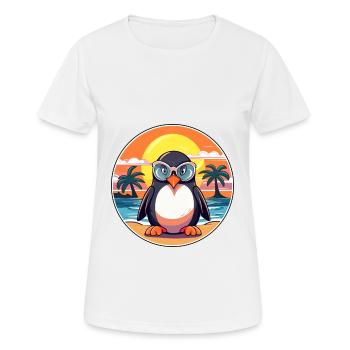 Pinguin-niedlicher lustiger Cartoon Kawaii-Buch-Strand - Frauen T-Shirt atmungsaktiv - Weiß - Vorne - AI Model Female 172 dark (172cm)