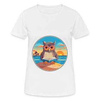 Eule Niedliche Lustige Karikatur Kawaii Buch Strand - Frauen T-Shirt atmungsaktiv - Weiß - Vorne - AI Model Female 172 dark (172cm)