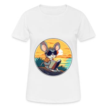 Maus niedlicher lustiger Cartoon Kawaii Buchstrand - Frauen T-Shirt atmungsaktiv - Weiß - Vorne - AI Model Female 172 dark (172cm)